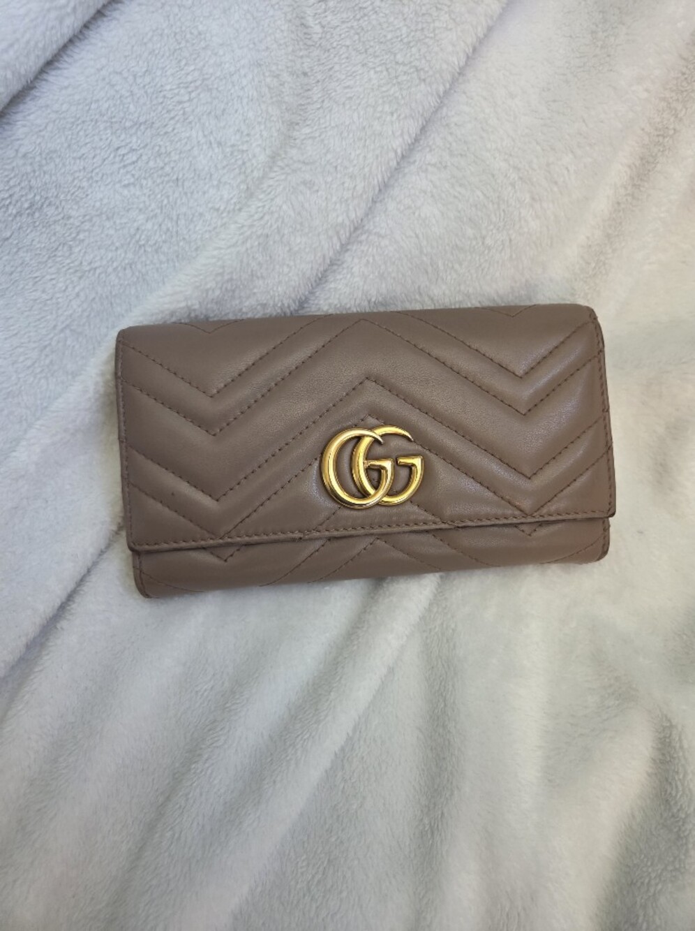 ✨ AUTHENTIC Gucci GG Marmont Matelasse Continental Flap Wallet - Nude Pink
